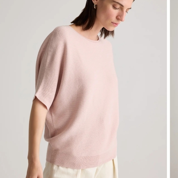 🌸 Quince Lightweight Cotton Cashmere Link-Stitch Dolman Sweater Sugar Stone Med - Picture 6 of 13